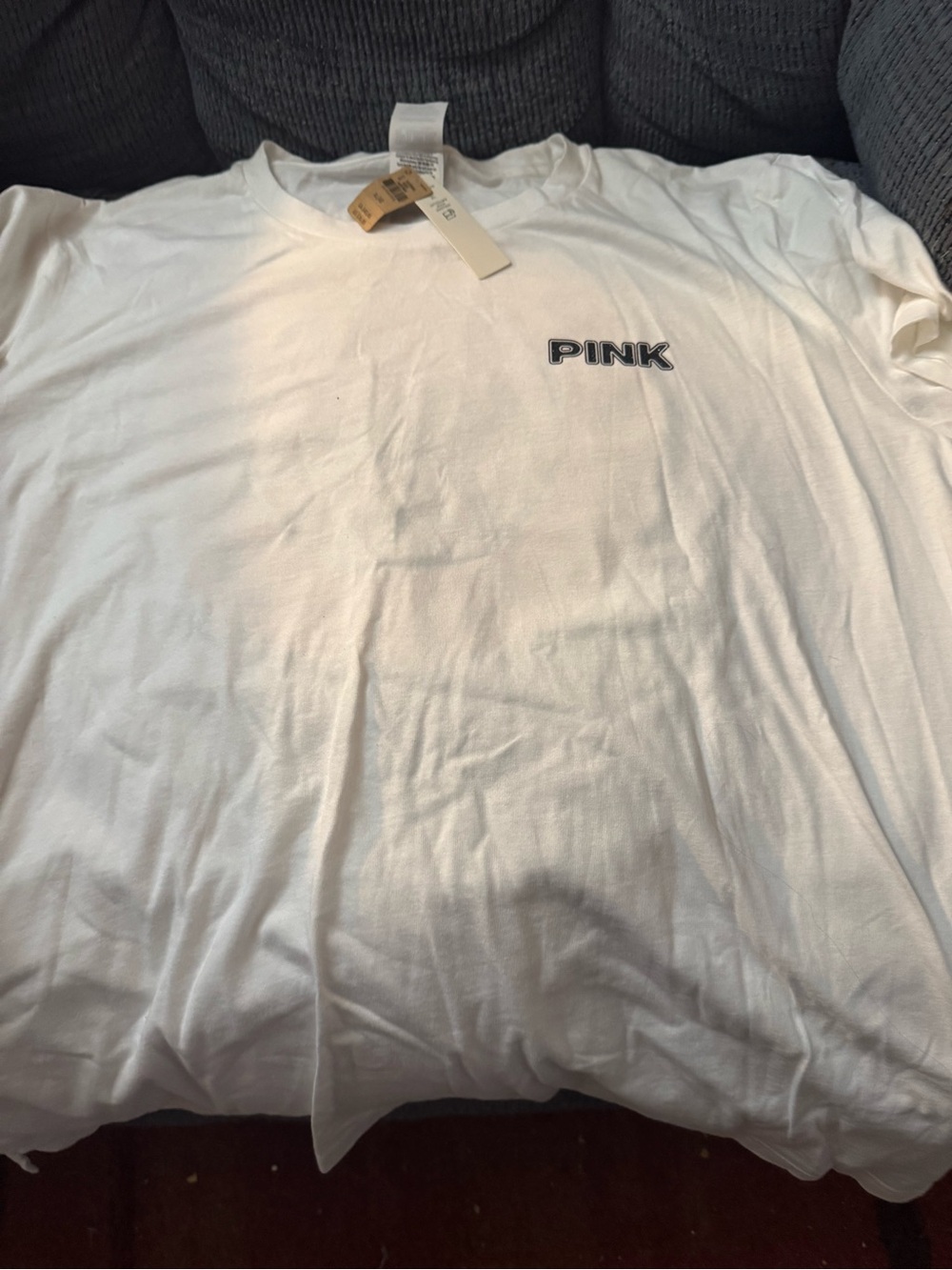 PINK Victoria's Secret White Short-Sleeve Logo Tee size X-Large